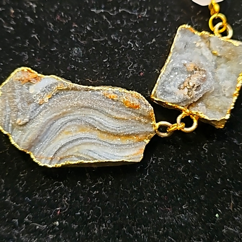 Vintage Quartz necklace with galaxy druzy stone.